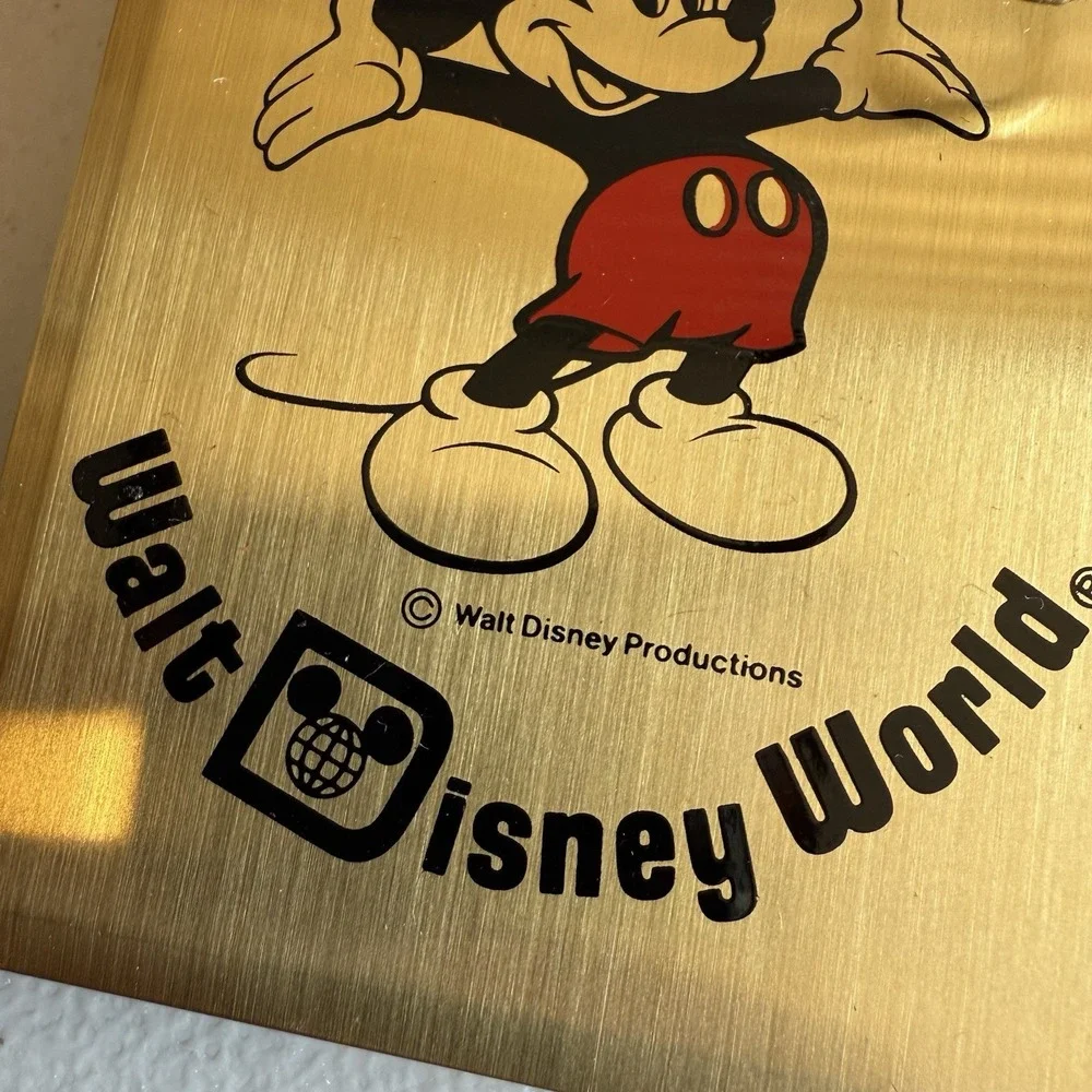 Disneyland Walt Disney Productions  Mickey Mouse Disneyland Brass Toned Memo Pad
